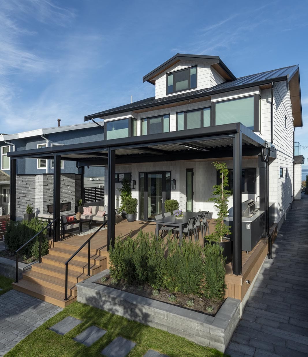 luxurious beachside custom home exterior