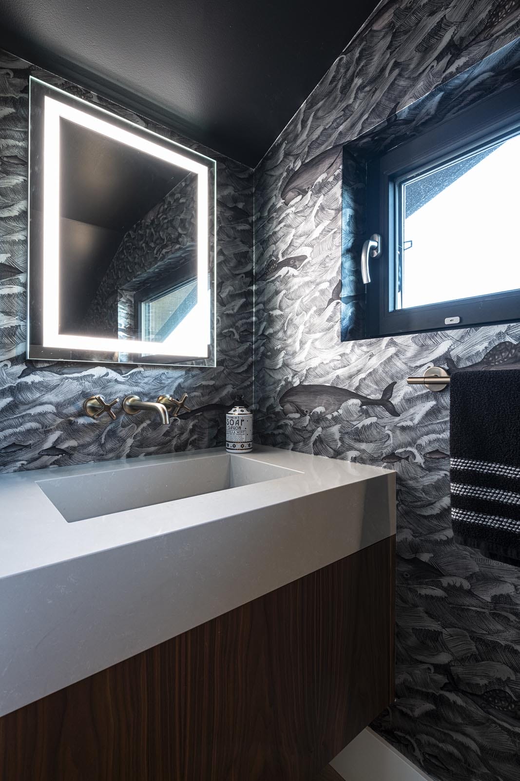 custom home bathroom sink and marble counter